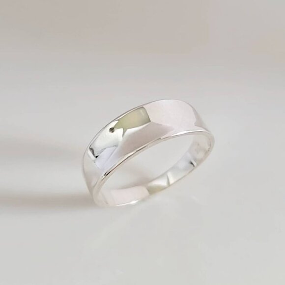 Small Concave Ring, Sterling Silver Concave Ring - 925 Stamped, Boho Chic, - Picture 8 of 9